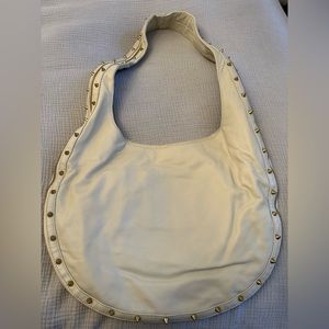 NWT | Sara Berman London Leather Purse | Cream w/ Gold Studs | Leopard interior